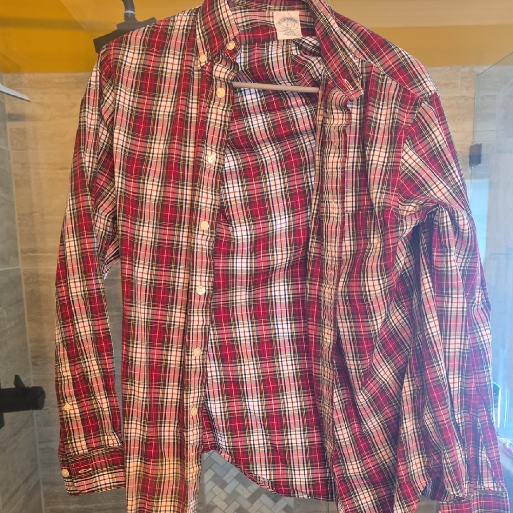 Brooks Brothers Red and White Plaid Casual Shirt